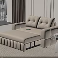 Beige Modern Single Sofa with Side Table Fruits Glass and Brown Curtains