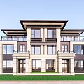 New Chinese Style Double Villa 3d model