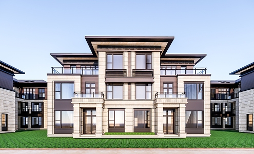 New Chinese Style Double Villa 3d model