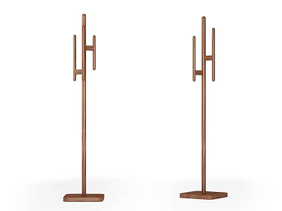 Wooden Freestanding Coat Racks With Simple Design Sturdy Base And Hooks 3d model
