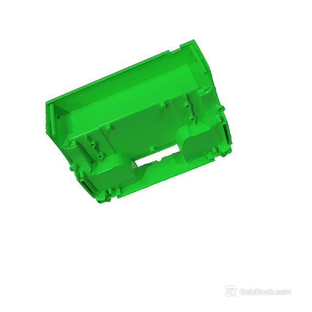 Green Industrial Housing Component With Mounting Holes And Structural Features 3d model 