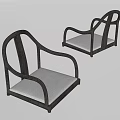 Modern Leisure Chairs With Black Frame And Light Gray Cushioned Seats