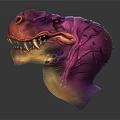 Vibrant Dinosaur Head Sculpture with Colorful 3D Abstract Art Design Features