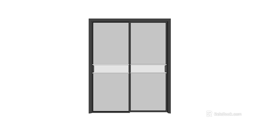 Double Sliding Door With Black Frame And Glass Panel Modern Design 3d model