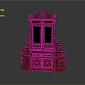 Elegant Classic Wooden Cabinet With Carved Details Glass Doors And Drawers