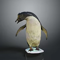 Black and White Penguin Standing on White Base with Gray Background 3d model