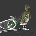 Fictional Game or Movie Character Working Out On Rowing Exercise Machine