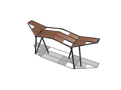 Outdoor Modern Garden Ornament Featuring Geometric Metal Frame And Wooden Panels 3d model