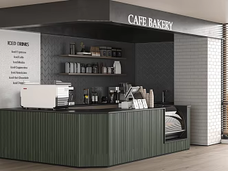 Modern Cafe Milk Tea Shop Coffee Bar Coffee Machine Workbench Cashier 3d model