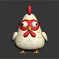 Cute Cartoon Chicken Toy With Big Eyes White Body Red Comb And Brown Tail