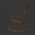 Wooden Rocking Armchair with Slatted Back and Cushioned Seat Design