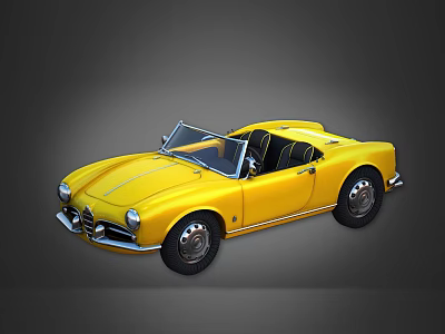Vintage Yellow Convertible Car With Stylish Exterior And Open Top Design 3d model