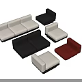Modern Modular Sectional Sofa With Black White Red Modules And Contemporary Design 3d model