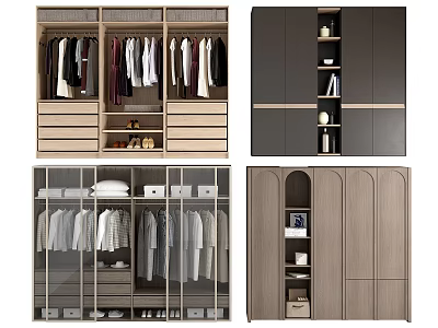 Modern Wardrobe Design With Hanging Space Drawers Glass Doors And Storage Shelves 3d model