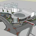 Modern Commercial Complex With Glass Facade Domed Design And Landscaped Parking Area
