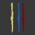 Three Colorful Futuristic Rifles With Intricate Design And Decorative Details