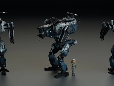 Giant Sci Fi Mech Game Movie Characters With Human Figure And Futuristic Design 3d model