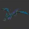 Fantasy Mythical Dragon Creature With Blue Purple Wings And Glowing Features