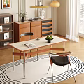 Modern Dining Table Set With Chairs Magazine Green Fruits And Side Cabinet