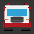 Cartoon Style Red And White Fire Truck With Ladder And Red Lights