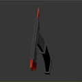 3D Model Axe With Silver Metal Handle And Red Reflective Blade On Black Background