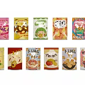 Assorted Snack Foods In Colorful Packaging Featuring Creative And Fun Designs 3d model