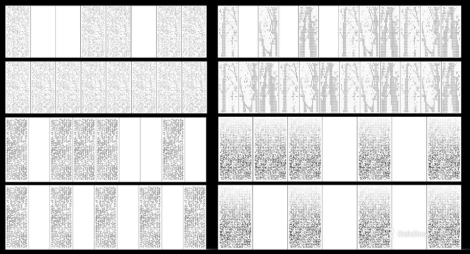 Various Abstract Black And White Geometric Patterns With Striped Dotted Textures 3d model