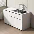 Modern White Bathroom Vanity With Built-in Sink Storage Cabinets And Wooden Floor