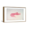 Pink Lying Fox Artwork In Golden Frame With Light Background 3d model
