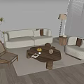 Many people'sofa tea table floor lamp combination 3d model
