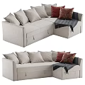 Modern Multifunctional Sofa Bed With Decorative Cushions And Cozy Blanket 3d model