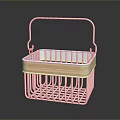 White Metal Household Storage Basket With Wooden Accent And Handle