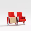 Modern Red Public Chairs With Wooden Backrest And White Armrests Legs