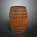 Wooden Storage Barrel With Metal Hoops As Practical Household Item For Daily Use