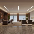 Modern Office Interior Design With Large Windows Wooden Desk And Green Plants