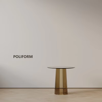 Poliform Modern Side Table With Round Top And Golden Legs In Minimalist Setting 3d model
