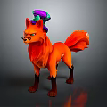 Character Fox With Orange Fur Wearing Purple Green Hat Standing Pose