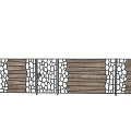 Contemporary Feature Wall With Wooden Slats And Stone Pattern Grilles