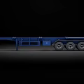 Blue Heavy Duty Flatbed Trailer With Multiple Wheels For Cargo Transport