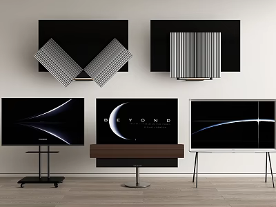 Modern TVs With Wall Mounted And Stand Designs Featuring Sleek Screens And Displays 3d model