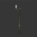 Vintage Outdoor Street Lamp Design with Metal Pole and Decorative Glass Top