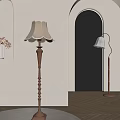 Elegant Floor Lamp in Minimalist Interior with Arched Doorway and Decorative Niche
