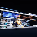 Futuristic Exhibition Hall Design With Hi tech Booths Screens And Interactive Lighting