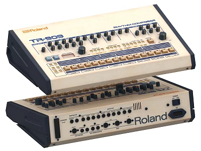 Vintage Roland TR 909 Electronic Drum Machine With Classic Controls And Interface 3d model