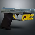 Modern Tactical Pistol With Yellow Gray Components And Black Grip Design 3d model