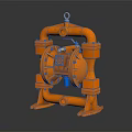 Orange Air Operated Double Diaphragm Pump With Piping And Metal Frame