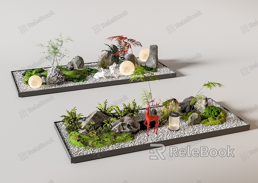 Modern courtyard sketch interior landscape landscaping plant combination plant pile micro landscape model