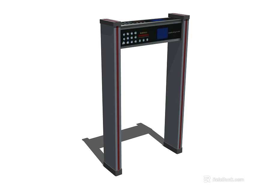Public Facility Security Gate With Metal Detection And Digital Display Panel 3d model 