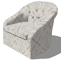 Elegant Light Beige Accent Chair With Floral Pattern And Button Tufted Design 3d model
