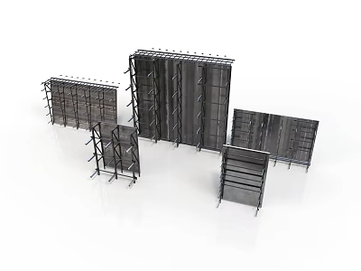 Metal Storage Shelving Units Different Sizes Open Design For Industrial Storage 3d model